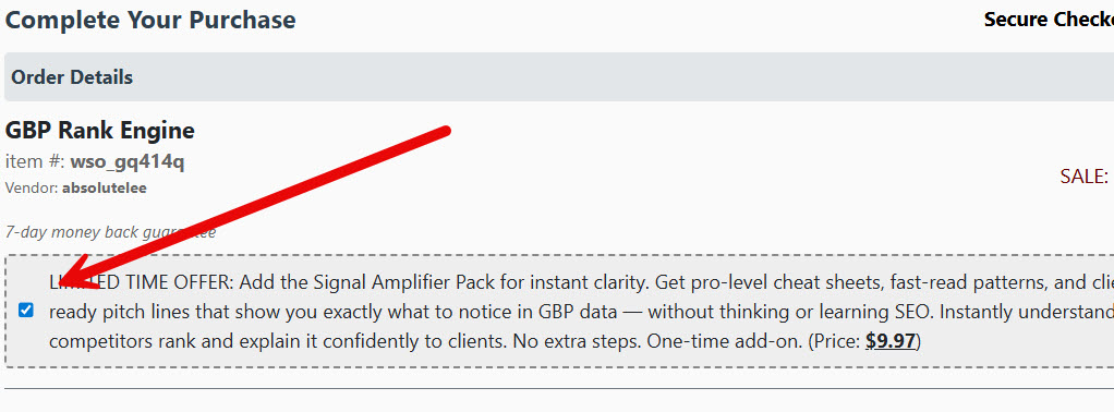 New Bump checkout shot